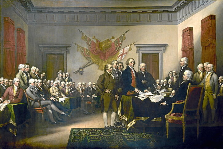 AEBko independentzia aldarrikapena, 1776ko uztailaren 4an. (Getty Images)