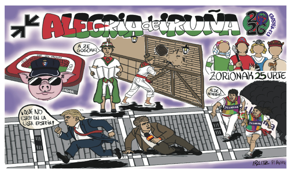 Alegría de Iruñea también pone a Trump y Vito Quiles a correr ante una Korrika que les despacha de Euskal Herria, mientras empiezan las obras en su sede.