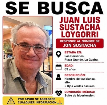 Cartel de búsqueda de Jon Sustacha Loygorri, antes de que fuera hallado muerto.