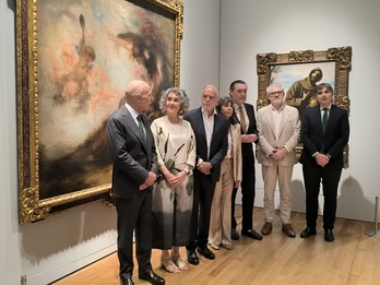 Los tres hijos del coleccionista mexicano, con los directores de los museos de Bilbo, El Prado y Asturias.