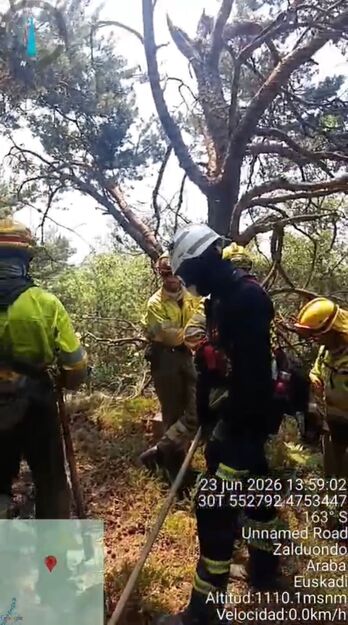 Efectivos forales en la extinción del incendio de Zalduondo.