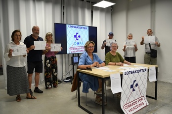 La rueda de prensa celebrada hoy en Tella Fabrika de el barrio Egia.