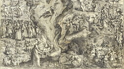 Fragmento de un grabado de Jan Ziarnko publicado en el libro  “Tableau de l'inconstance des mauvais anges et demons”. A la derecha, imagen de la historiadora Irati Zurbano, que ha analizado la figura de la bruja en el arte.