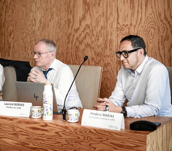 Laurent Bordes y Frédéric Marias, de la UPPA, en la inauguración de la cátedra.