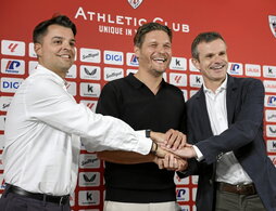González, Terzic y Uriarte, en la presentación del entrenador alemán.
