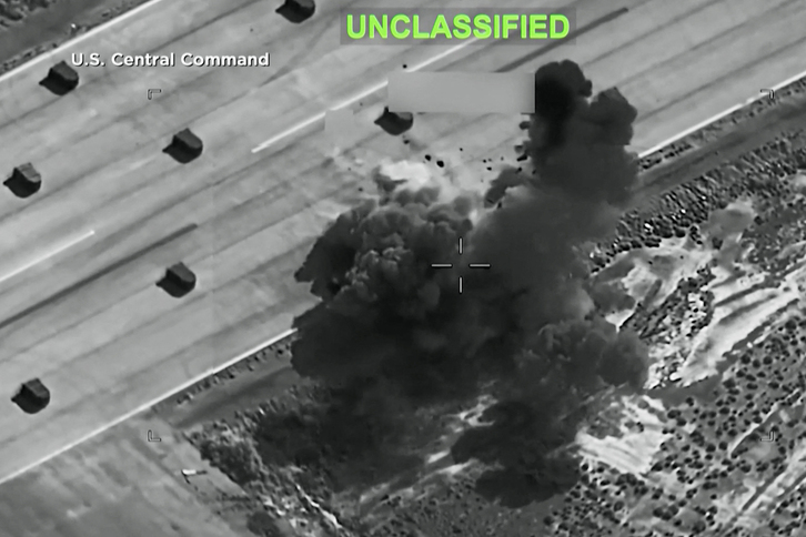Imagen de una grabación del Centcom de uno de los bombardeos contra Irán.