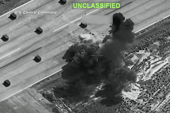 Imagen de una grabación del Centcom de uno de los bombardeos contra Irán.