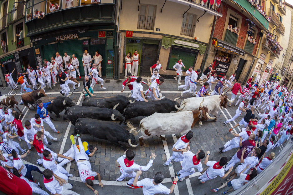 La carrera, desde un balcón de Estafeta.