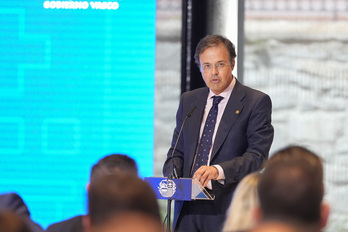 El consejero de Salud, Alberto Martínez, en el acto de media legislatura organizado por Lehendakaritza.