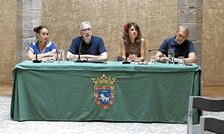 Un momento del balance de los sanfermines de 2026 ofrecido por el Consistorio iruindarra.