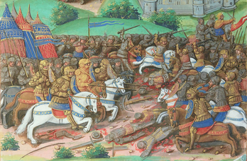 Imagen de una batalla del siglo XIV.