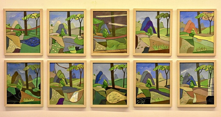 «Paisajes para paseos personales» abarca medio centenar de obras del pintor gasteiztarra Santos Iñurrieta realizadas en Mallorca, que hasta el 31 de julio se pueden ver en la Galería Lumbreras de Bilbo.