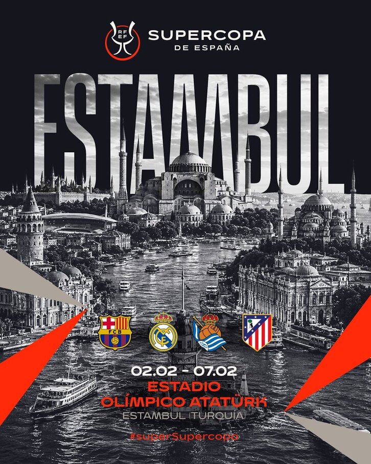Cartel anunciador de la Supercopa en Estambul.
