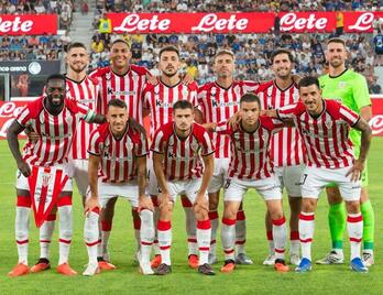 El último once de pretemporada del Athletic, con Gere, abajo en el centro, como principal novedad.