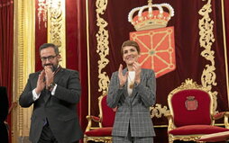 Remírez y Chivite, en un acto del Gobierno navarro.
