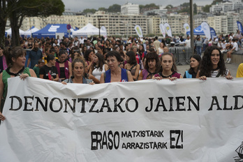 La movilización feminista contra las agresiones en la pasada Semana Grande de Donostia. 