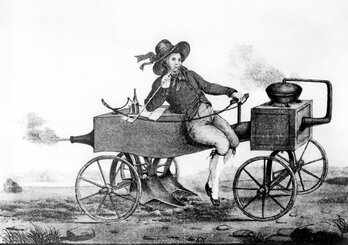 Un arado de vapor, en un grabado francés del siglo XIX.