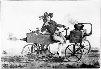 Un arado de vapor, en un grabado francés del siglo XIX.