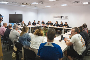 Reunión de la mesa del Metal de Bizkaia, celebrada este jueves en Bilbo.