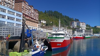 Barcos de altura amarrados en el puerto de Ondarroa.