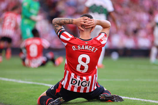 Sancet lamenta una de las ocasiones marradas el sábado ante el Elche.