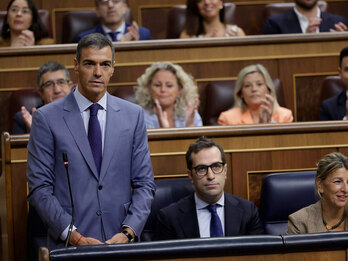 Pedro Sánchez, en la sesión plenaria de este miércoles en el Congreso español.