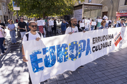 Movilización antirracista en Iruñea, este sábado al mediodía.