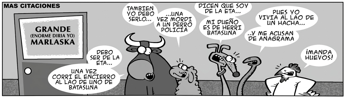 La viñeta de Tasio que decoraba el despacho del juez Grande-Marlaska. (Recuperada digitalmente sobre original)