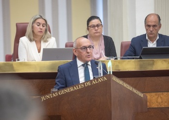 Ramiro González durante su intervención en el Pleno de Polítia General de Araba.