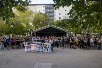 Concentración celebrada en Antsoain para denunciar las detenciones.