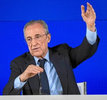 El presidente del Real Madrid, Florentino Pérez, en una rueda de prensa.