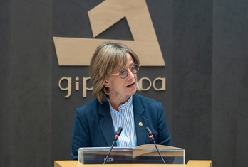 Eider Mendoza, diputada general de Gipuzkoa, durante su discurso de este jueves en las Juntas Generales.