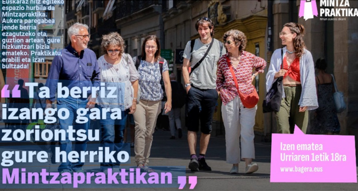 Euskara praktikatzeko Mintzalaguna egitasmoan parte hartzeko izen ematea ireki dute Donostian.