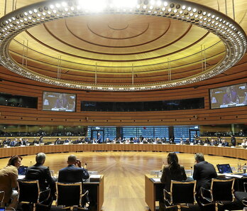 Los ministros de Interior de la UE, reunidos ayer en Luxemburgo.