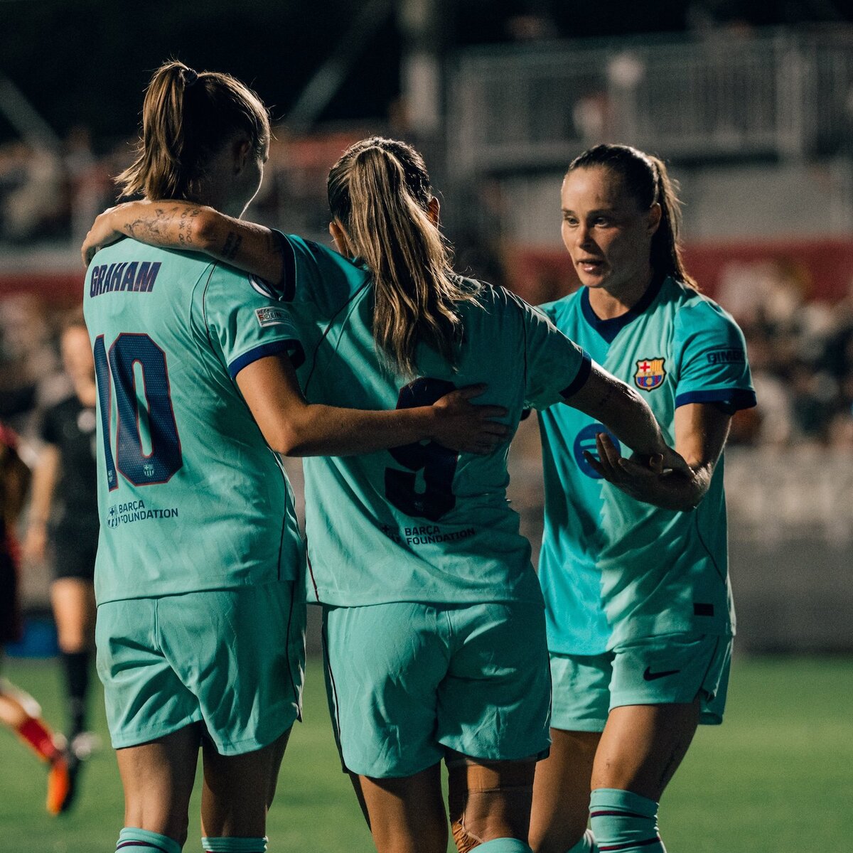 Graham Hansen, Pina y Pajor, goleadoras del Barcelona en Roma. (FCB Femení)