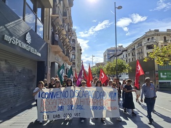 Manifestación de trabajadores del sector de la discapacidad en Nafarroa.