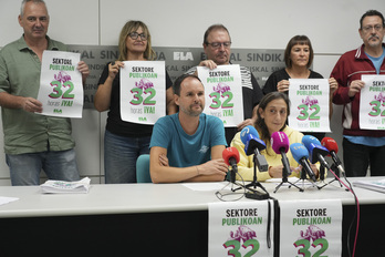 Presentación de la campaña de ELA para conseguir la jornada de 32 horas en el sector público en Nafarroa.