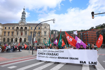 Ostegun honetan sindikatuek Bilbon egindako manifestazioa.