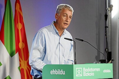 Oskar Matute, en un acto reciente de EH Bildu en Bilbao.