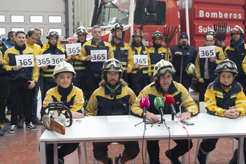Imagen der archivo de una comparecencia anterior de los bomberos forestales de Nafarroa.