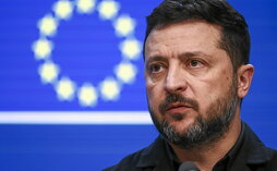 Volodimir Zelensky durante la reunión del Consejo Europeo ayer en Bruselas .