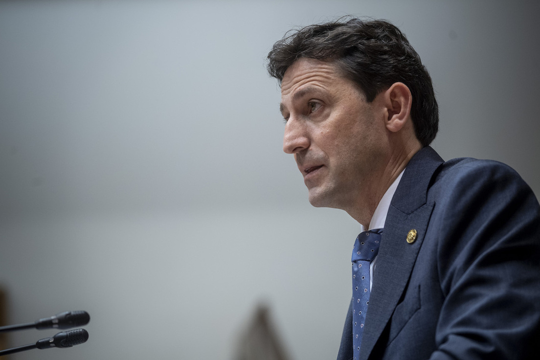 El consejero, durante una intervención en el Parlamento de Gasteiz.