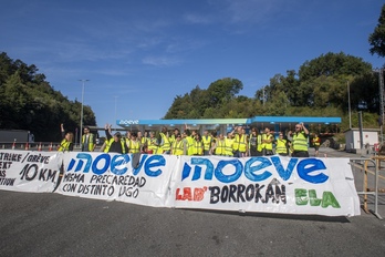 Huelga en una gasolinera Moeve, en Oiartzun, en septiembre de este año