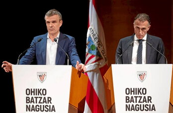 Jon Uriarte, presidente del Athletic, y Jon Berastegi, director general del club.