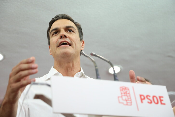Pedro Sánchez, en la noche en que se impuso a Susana Díaz en las primarias del PSOE. 